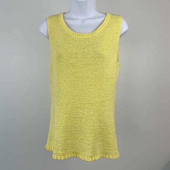 Coldwater Creek sz L Knit Sweater Tank Round Neckline Yellow Acrylic Blend - Picture 1 of 7